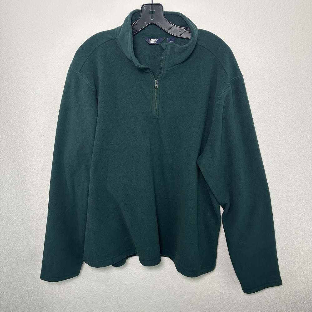 Lands' End Women's Deep Forest‎ Green Fleece Quarter Zip Pull Over Size XL